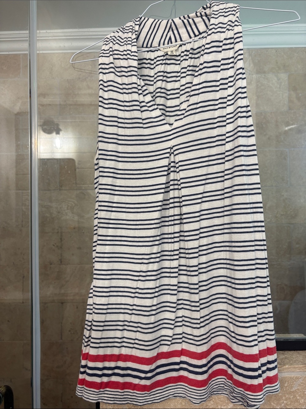 Max Studio Striped Navy, White & Red Tunic